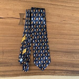 Vintage Valentino Navy Blue Floral Silk Tie